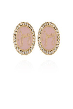 Juicy Couture Circle Rhinestone Stud Earrings Pinkki | JC-SN651900