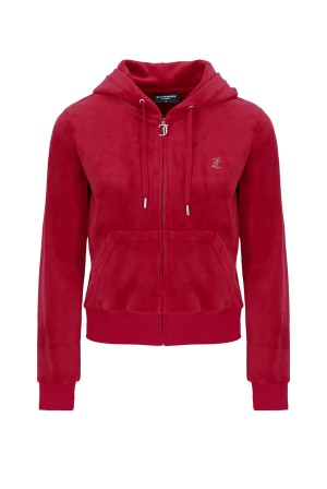 Juicy Couture Classic Velour Diamante Robertson Hoodie Punainen | JC-SN652061