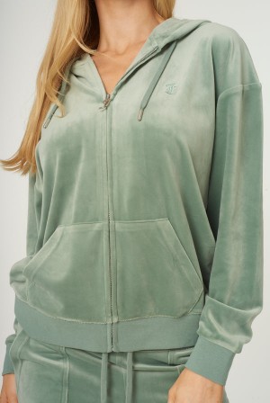 Juicy Couture Classic Velour Oversized Hoodie Vihreä | JC-SN651969