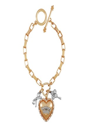 Juicy Couture Crown Charm & Heart Pendant Bracelet Kultaiset | JC-SN651893