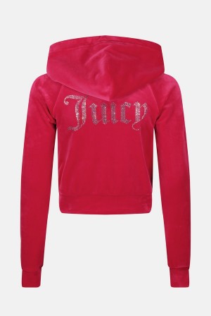 Juicy Couture Diamante Velour Hoodie Pinkki | JC-SN652152