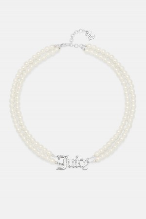 Juicy Couture Double Row Pearl Pavè Crystal Juicy Choker Hopea | JC-SN652364