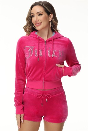 Juicy Couture Front Bling Hoodie Pinkki | JC-SN651585