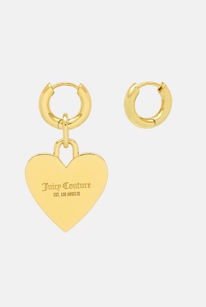 Juicy Couture Hoop Earrings With Single Heart Drop Kultaiset | JC-SN652376