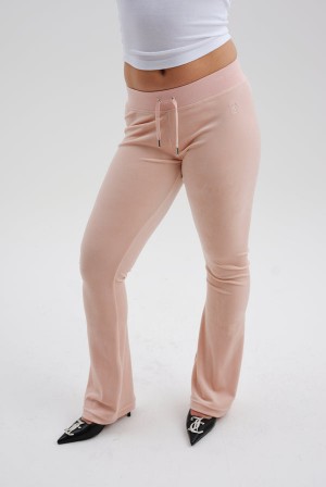 Juicy Couture Low Rise Flare Classic Velour Track Pant Pinkki | JC-SN652003