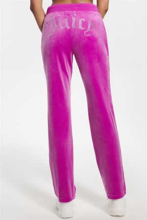 Juicy Couture Og Big Bling Velour Track Pants Violetit | JC-SN651602