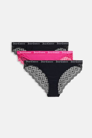 Juicy Couture Pack Of 3 Pitsi Trim Briefs Pinkki | JC-SN652278