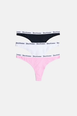 Juicy Couture Pack Of 3 Puuvilla Branded Waistband Thongs Monivärinen | JC-SN652267