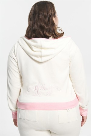 Juicy Couture Plus-size Sweetheart Puuvilla Velour Hoodie Valkoinen | JC-SN651579