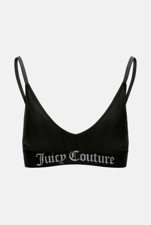 Juicy Couture Seamless Rib Triangle Bra & Brief Set Mustat | JC-SN652231