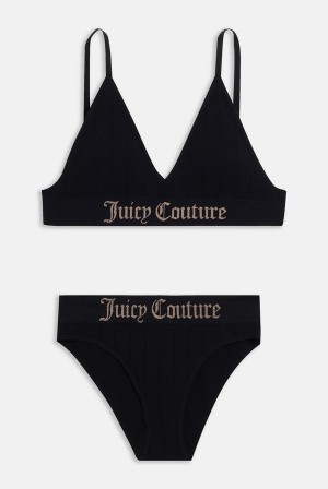 Juicy Couture Seamless Rib Triangle Set Mustat | JC-SN652281