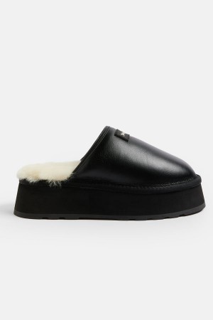 Juicy Couture Sheepskin Shearling Clog Mustat | JC-SN652194