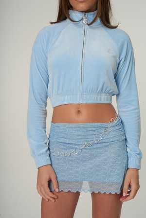 Juicy Couture Velour Diamante Cropped Tracktop Sininen | JC-SN651975