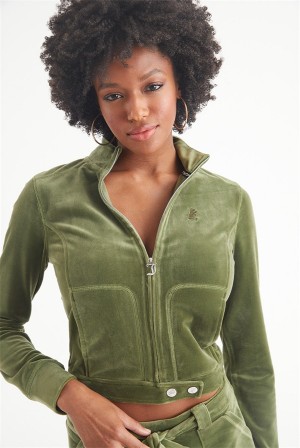 Juicy Couture Velour Moto Jacket Vihreä | JC-SN651533