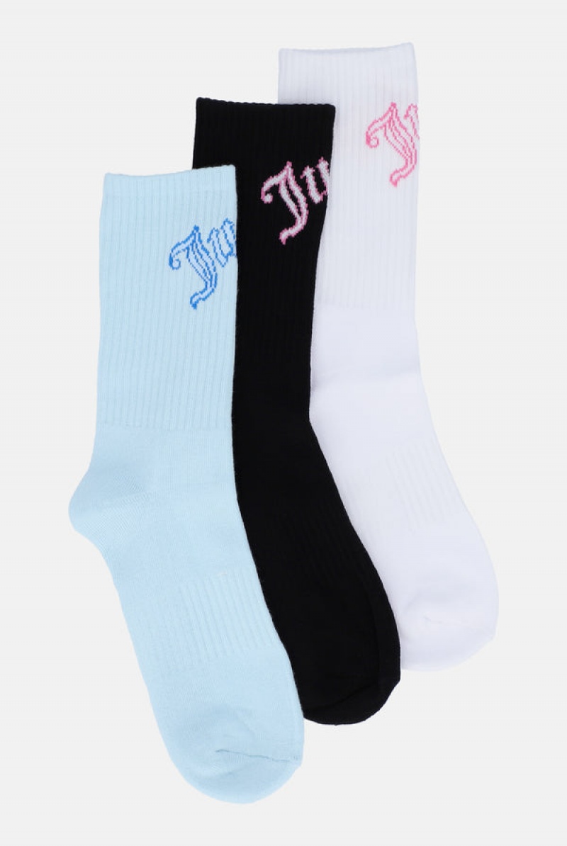 Juicy Couture 3 Pack Logo Urheilu Sock Monivärinen | JC-SN652324