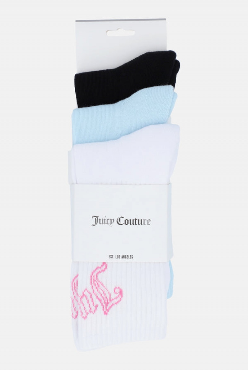 Juicy Couture 3 Pack Logo Urheilu Sock Monivärinen | JC-SN652324