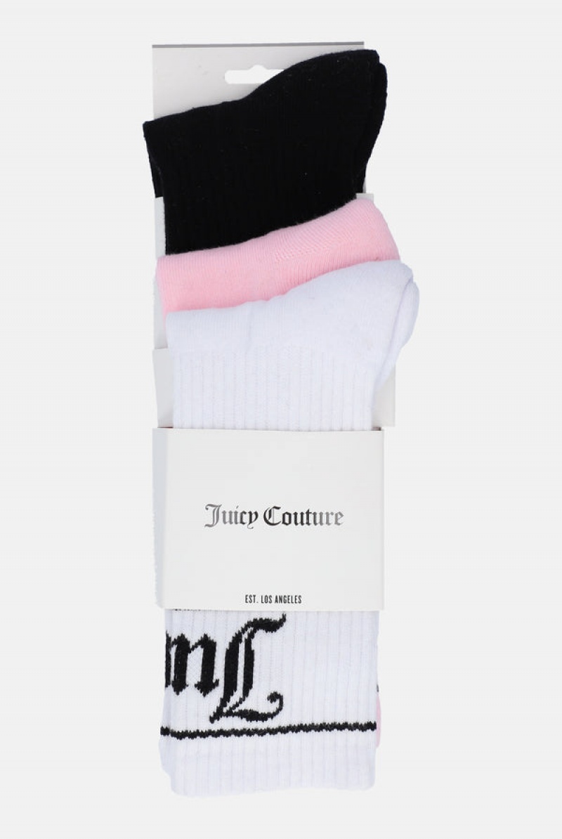 Juicy Couture 3 Pack Logo Urheilu Sock Monivärinen | JC-SN652325