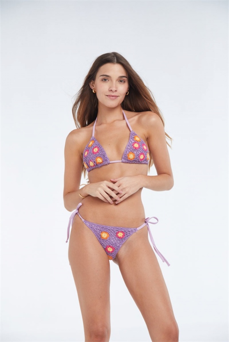 Juicy Couture Adriana Purple Flowers Crochet Bottom Violetit | JC-SN651862