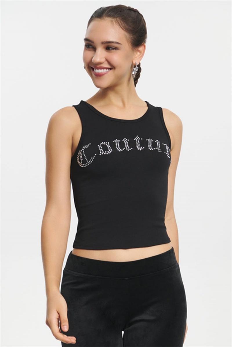 Juicy Couture Big Bling Couture Tank Top Mustat | JC-SN651645