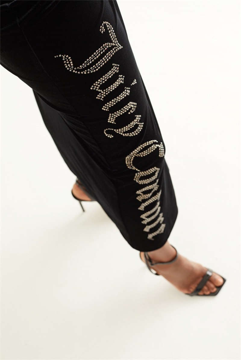 Juicy Couture Big Bling Velour Maxi Skirt Mustat | JC-SN651832