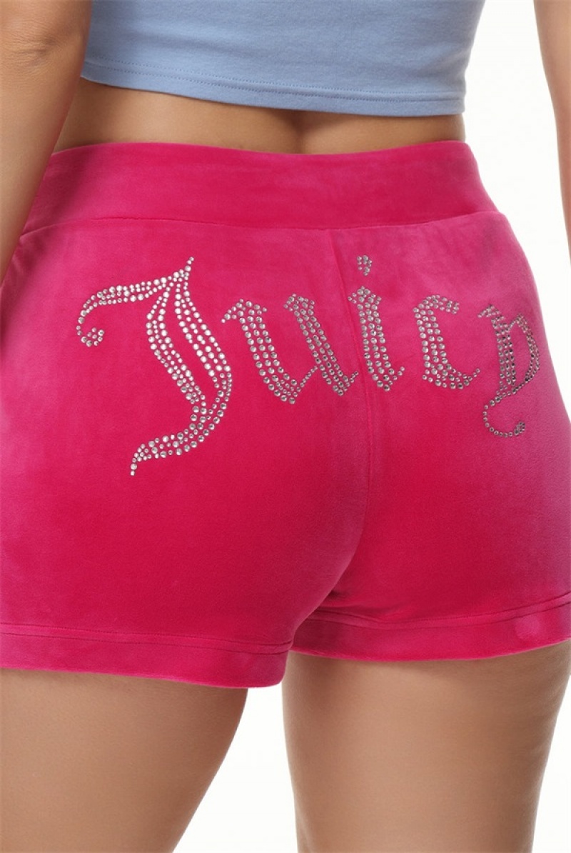 Juicy Couture Big Bling Velour Track Shorts Pinkki | JC-SN651821