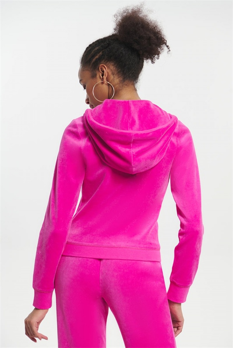 Juicy Couture Classic Puuvilla Velour Hoodie Pinkki | JC-SN651526