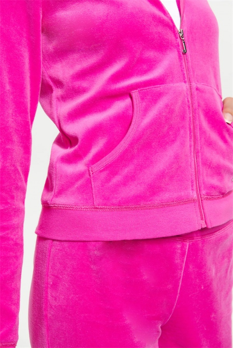 Juicy Couture Classic Puuvilla Velour Hoodie Pinkki | JC-SN651526