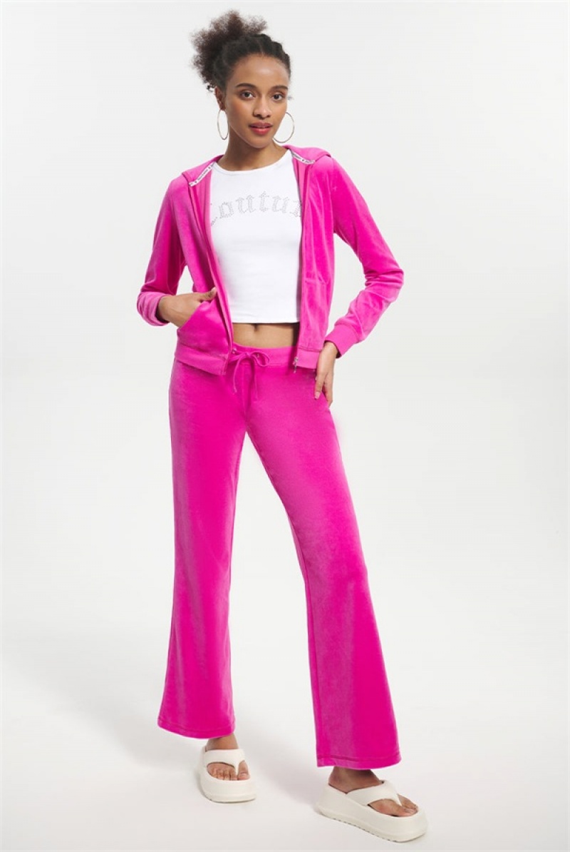 Juicy Couture Classic Puuvilla Velour Hoodie Pinkki | JC-SN651526