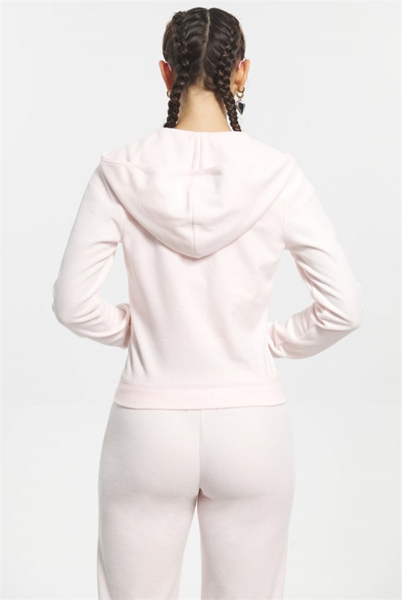 Juicy Couture Classic Puuvilla Velour Hoodie Vaaleanpinkki | JC-SN651527