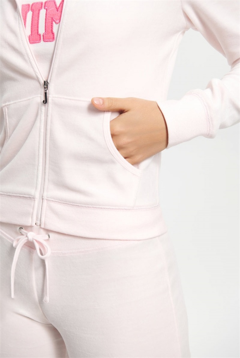 Juicy Couture Classic Puuvilla Velour Hoodie Vaaleanpinkki | JC-SN651527