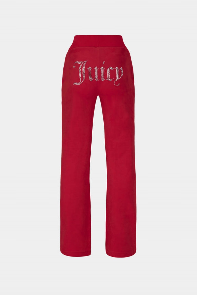 Juicy Couture Classic Velour Del Ray Diamante Bottoms Punainen | JC-SN652062