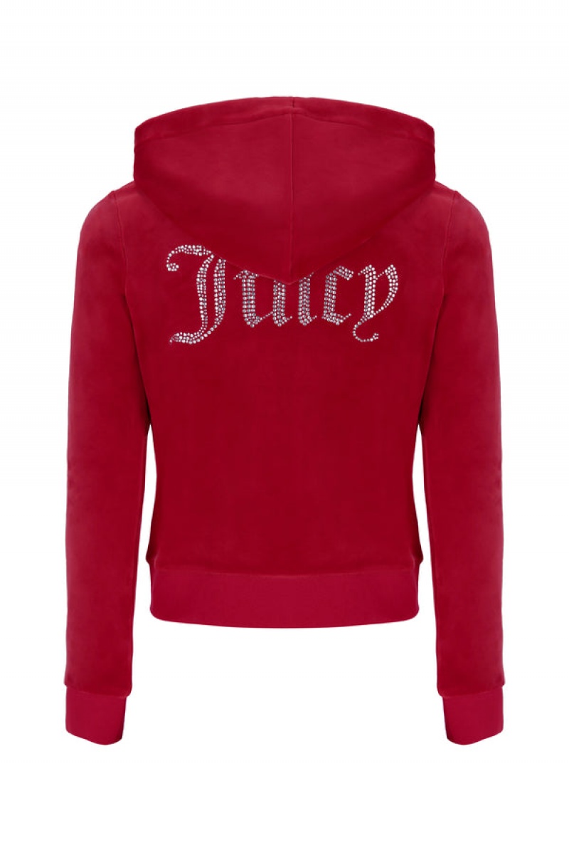 Juicy Couture Classic Velour Diamante Robertson Hoodie Punainen | JC-SN652061