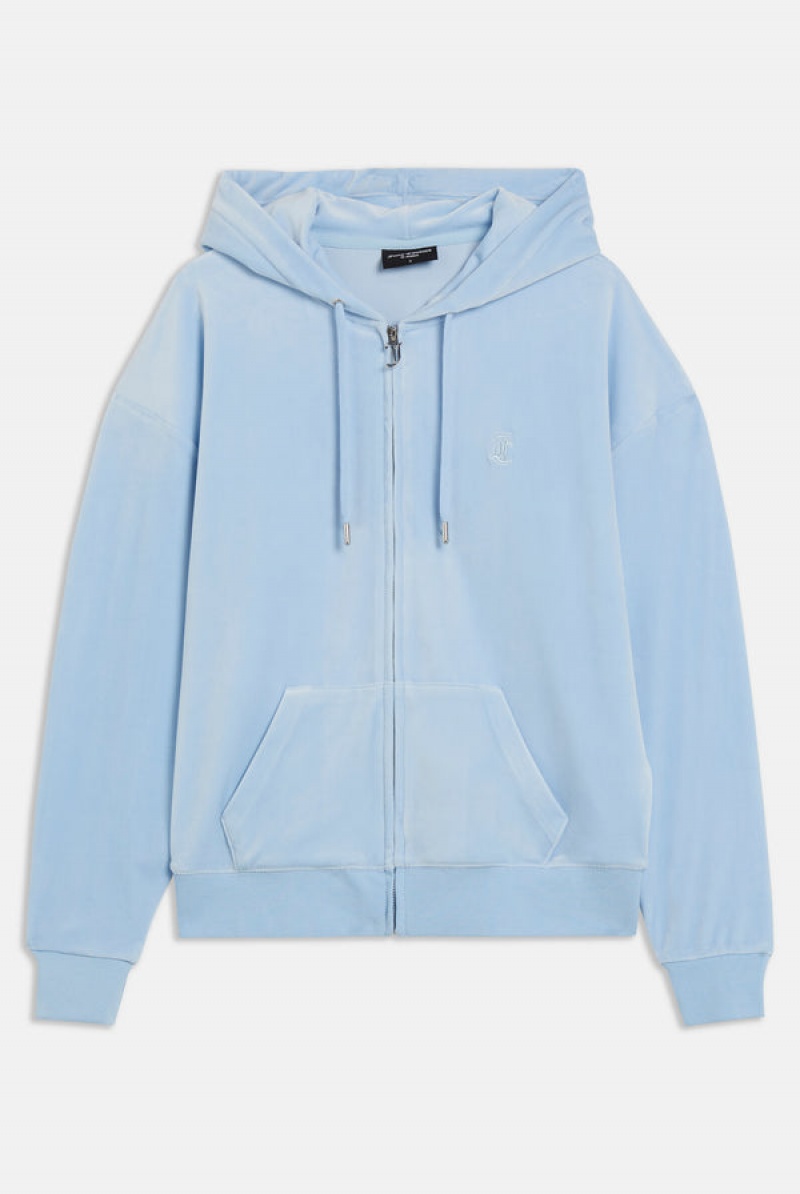 Juicy Couture Classic Velour Oversized Hoodie Sininen | JC-SN651967