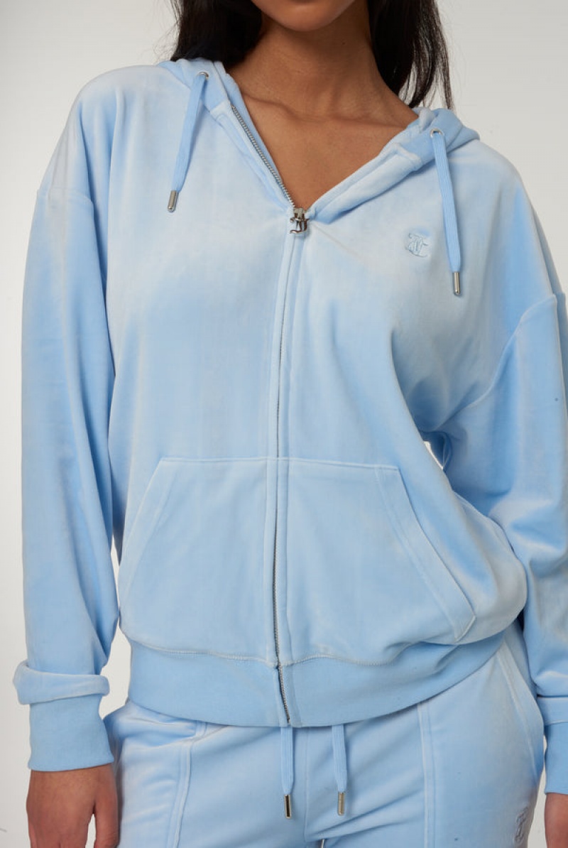 Juicy Couture Classic Velour Oversized Hoodie Sininen | JC-SN651967