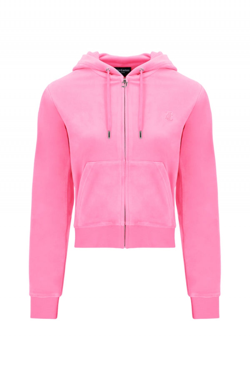 Juicy Couture Classic Velour Robertson Hoodie Pinkki | JC-SN651947