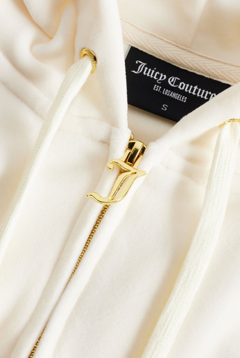 Juicy Couture Classic Velour Robertson Hoodie Kerma | JC-SN651992