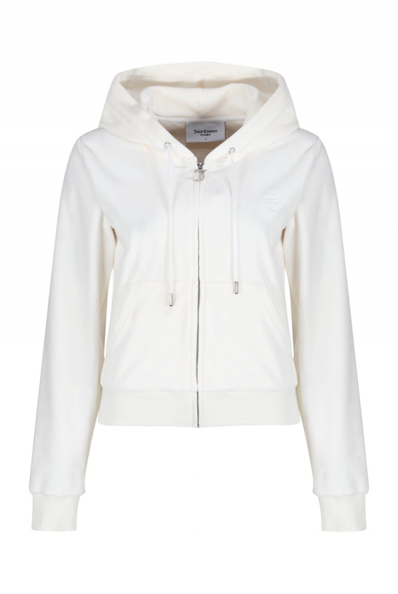 Juicy Couture Classic Velour Robertson Hoodie Valkoinen | JC-SN652030