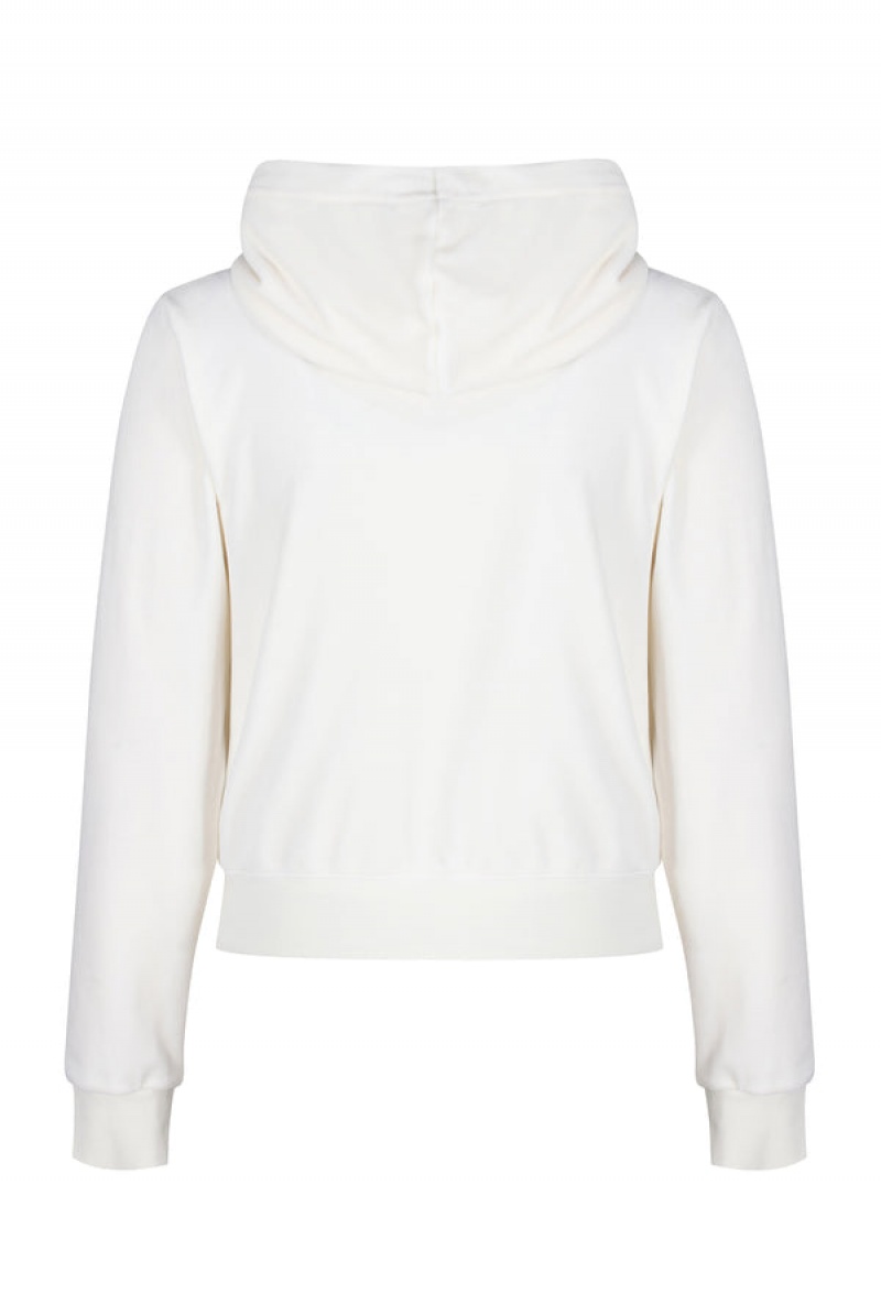 Juicy Couture Classic Velour Robertson Hoodie Valkoinen | JC-SN652030