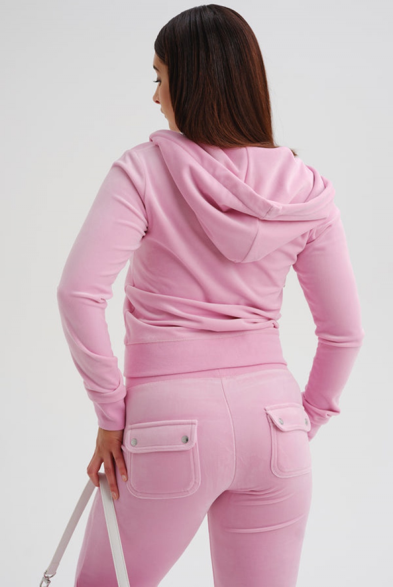 Juicy Couture Classic Velour Robertson Hoodie Pinkki | JC-SN652083