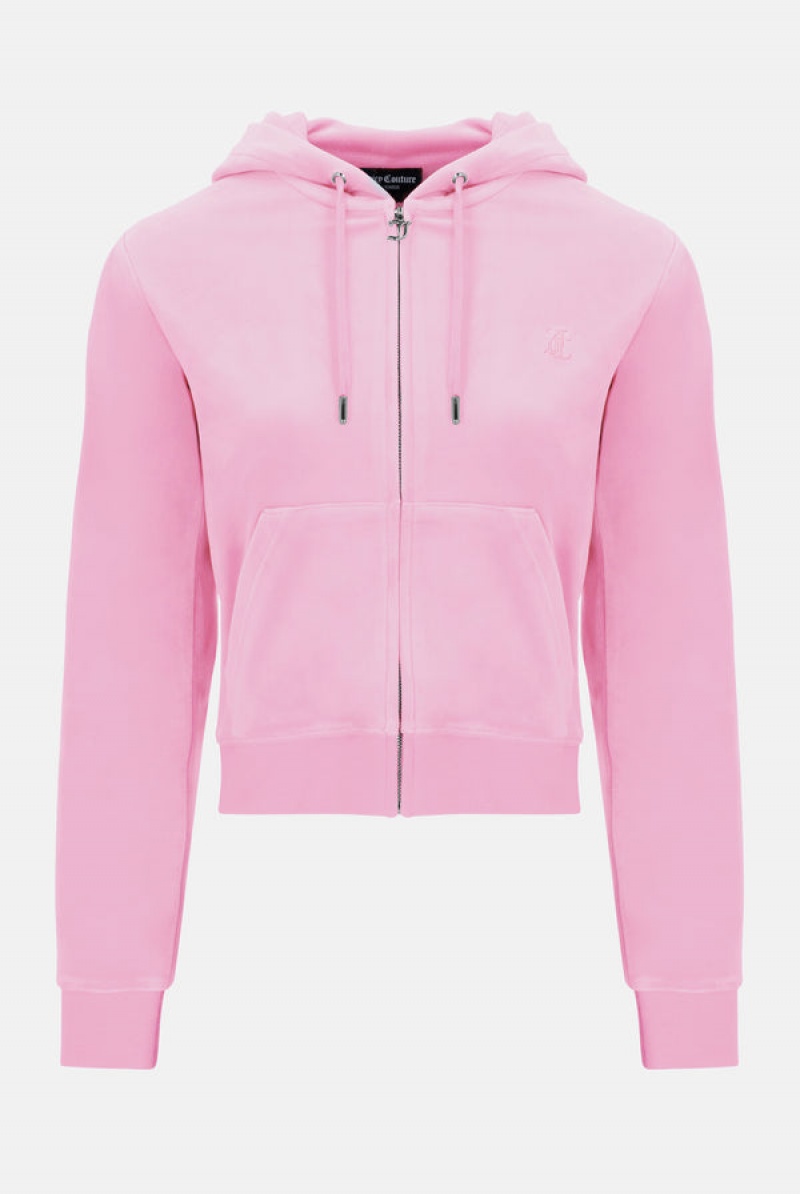 Juicy Couture Classic Velour Robertson Hoodie Pinkki | JC-SN652083