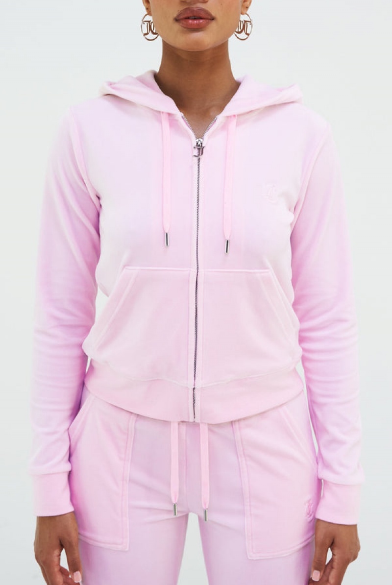 Juicy Couture Classic Velour Robertson Hoodie Pinkki | JC-SN652093