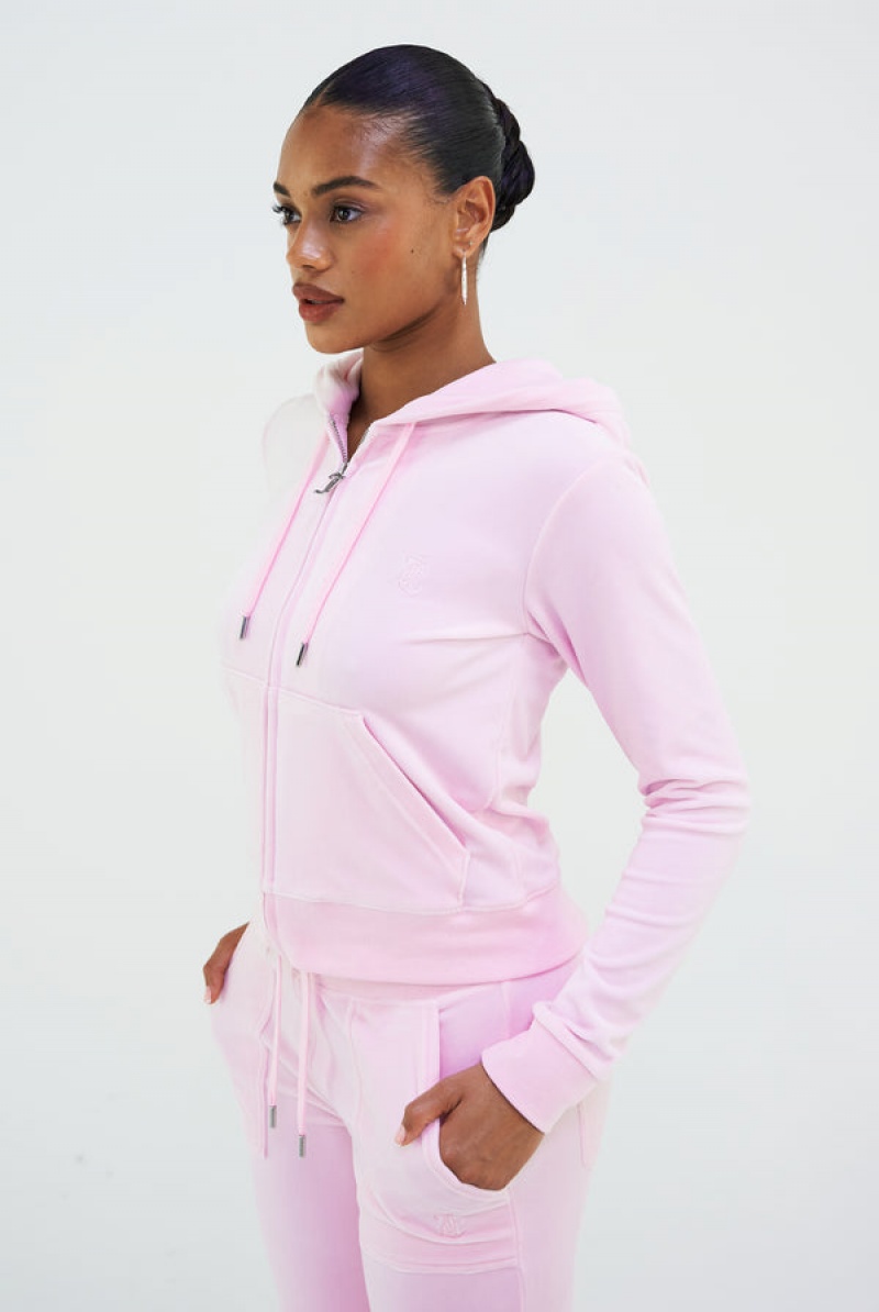 Juicy Couture Classic Velour Robertson Hoodie Pinkki | JC-SN652093