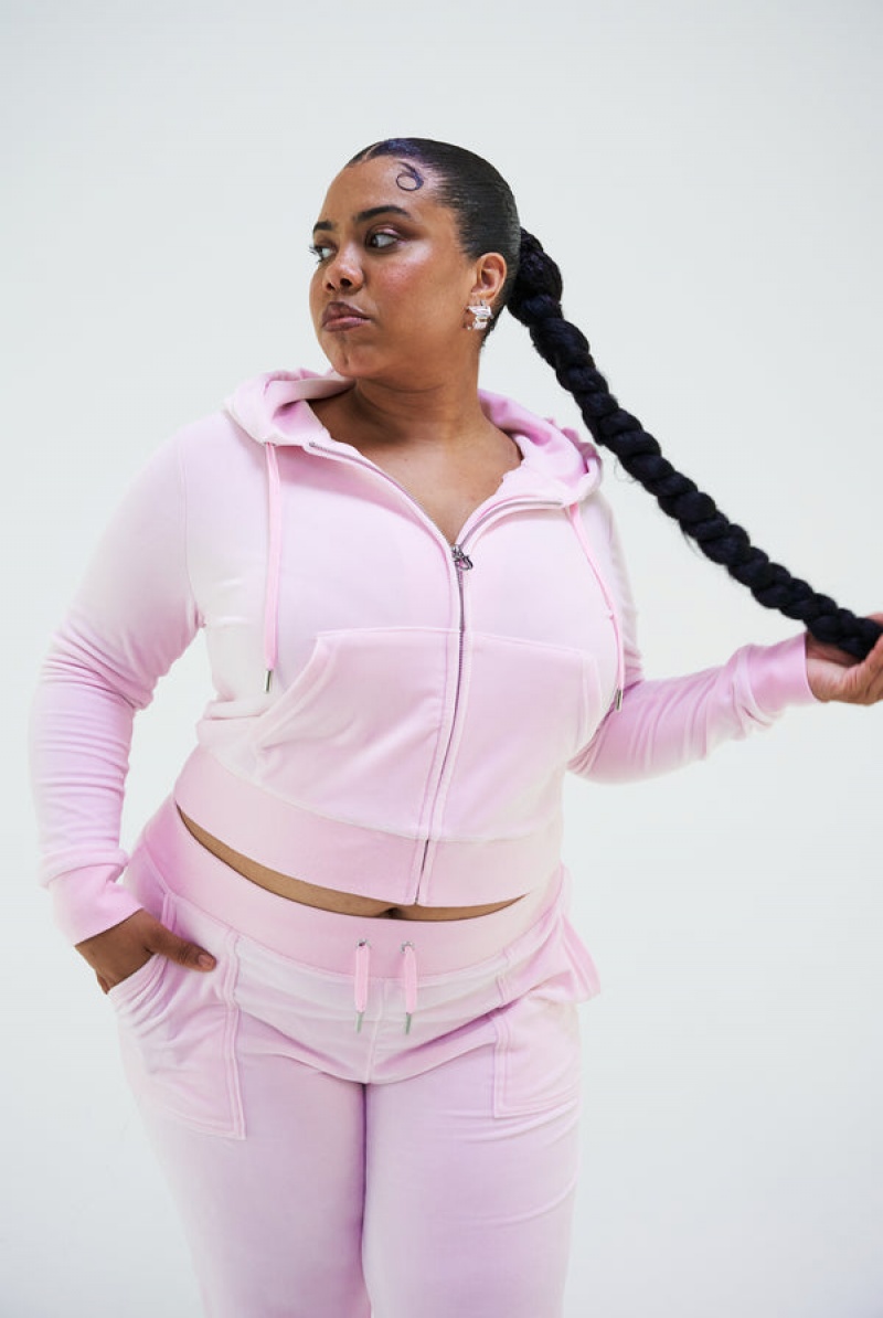 Juicy Couture Classic Velour Robertson Hoodie Pinkki | JC-SN652093