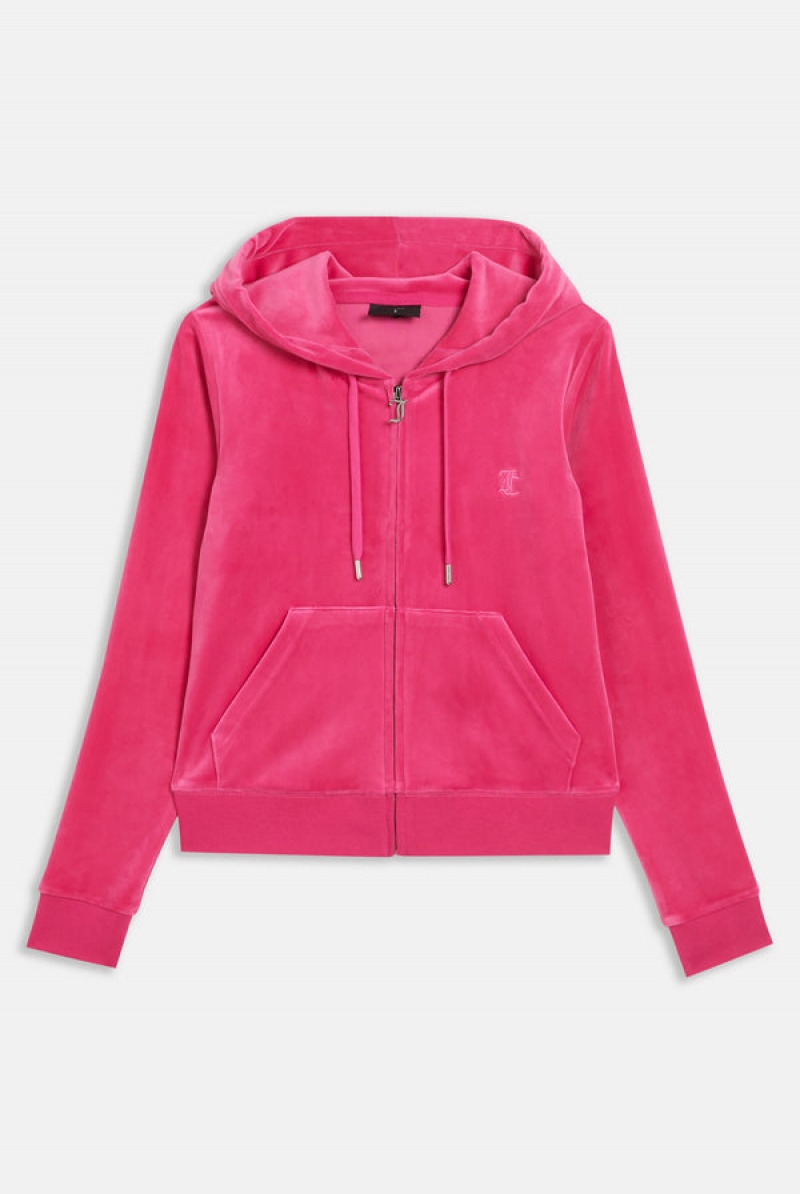 Juicy Couture Classic Velour Robertson Hoodie Pinkki | JC-SN652108