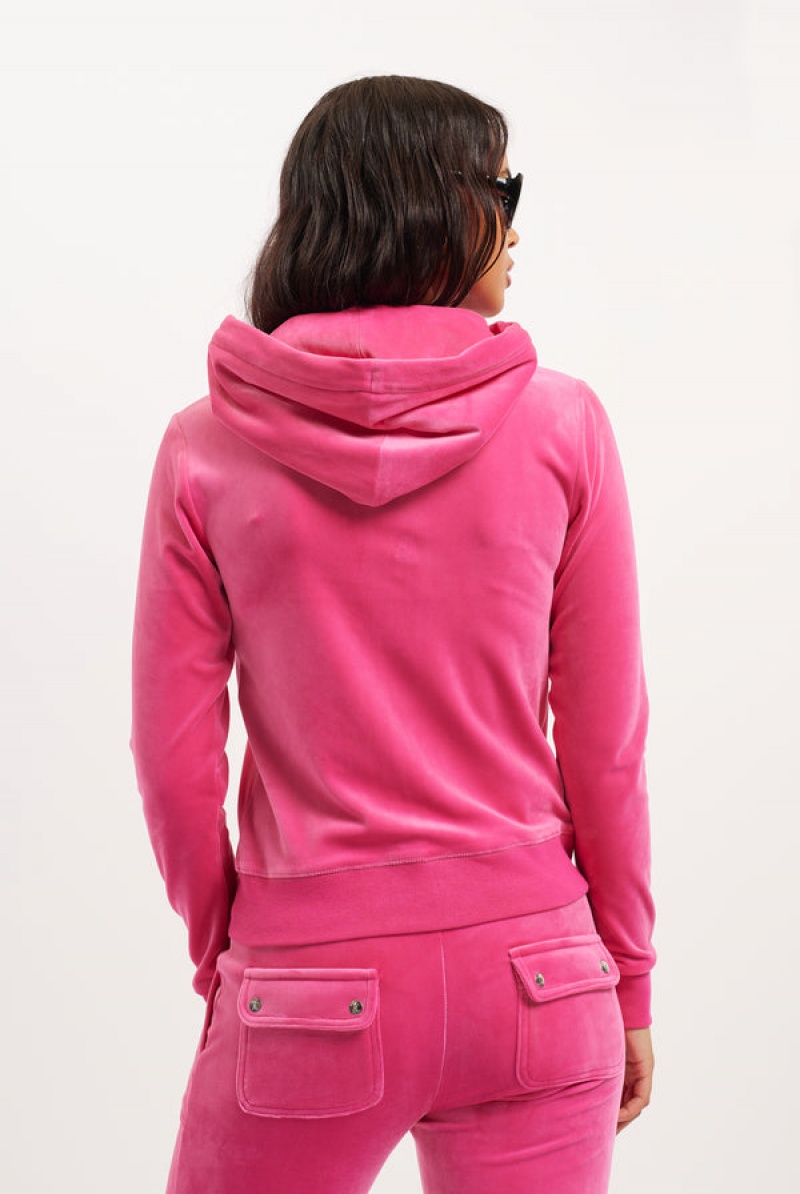 Juicy Couture Classic Velour Robertson Hoodie Pinkki | JC-SN652108