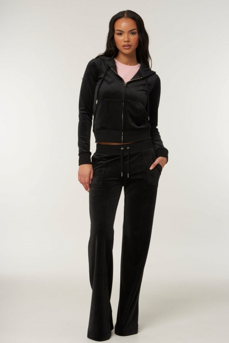 Juicy Couture Classic Velour Robertson Hoodie Mustat | JC-SN652134