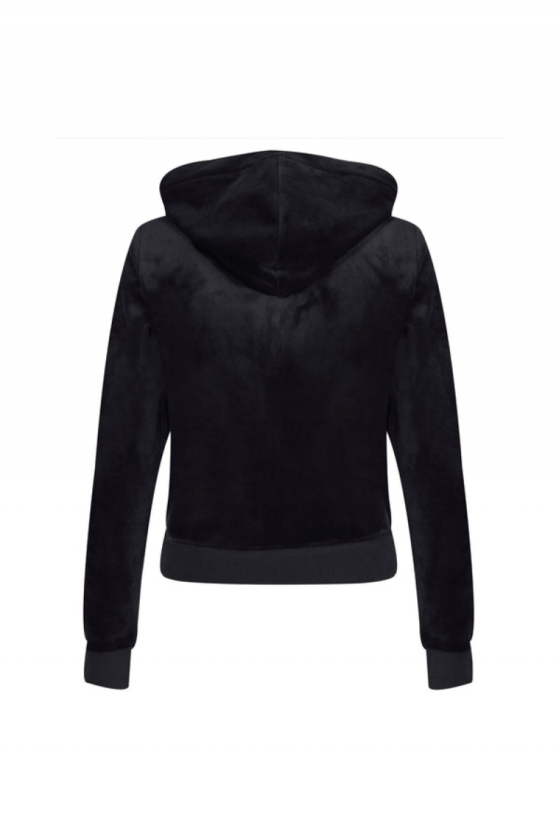 Juicy Couture Classic Velour Robertson Hoodie Mustat | JC-SN652134