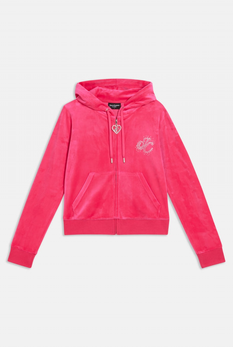 Juicy Couture Classic Velour Scatter Bead Hoodie Pinkki | JC-SN652120