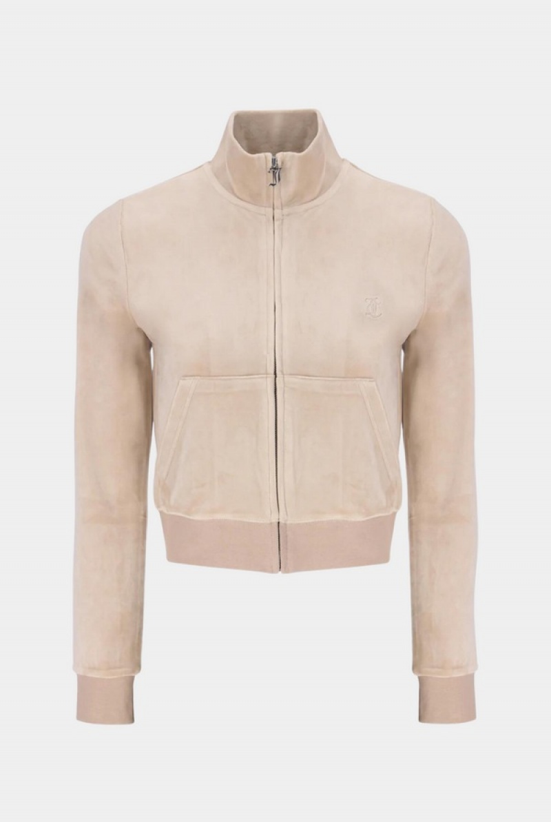 Juicy Couture Classic Velour Track Top Harmaat Ruskea | JC-SN652042