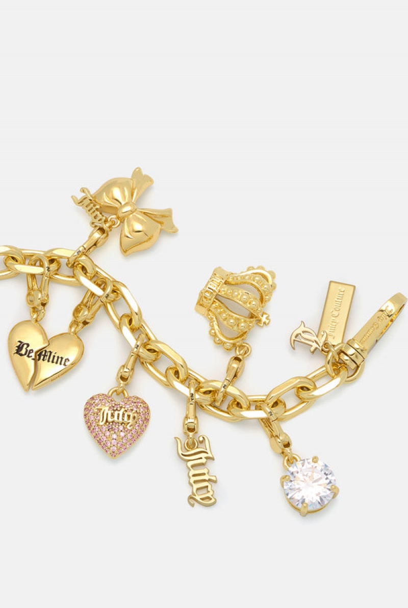 Juicy Couture Clear Crystal & Drop Charm Kultaiset | JC-SN652386